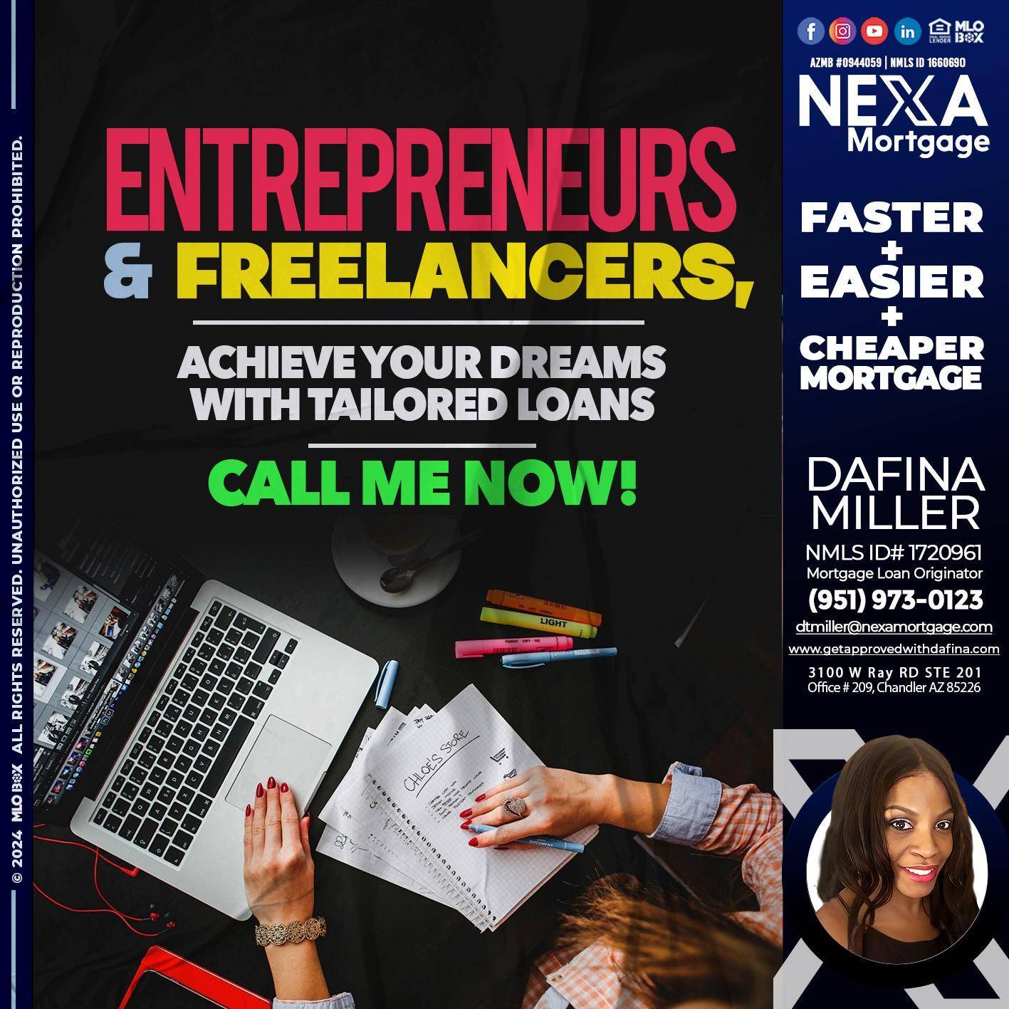 entreprenuers and freelancers - Dafina Miller -Mortgage Loan Originator