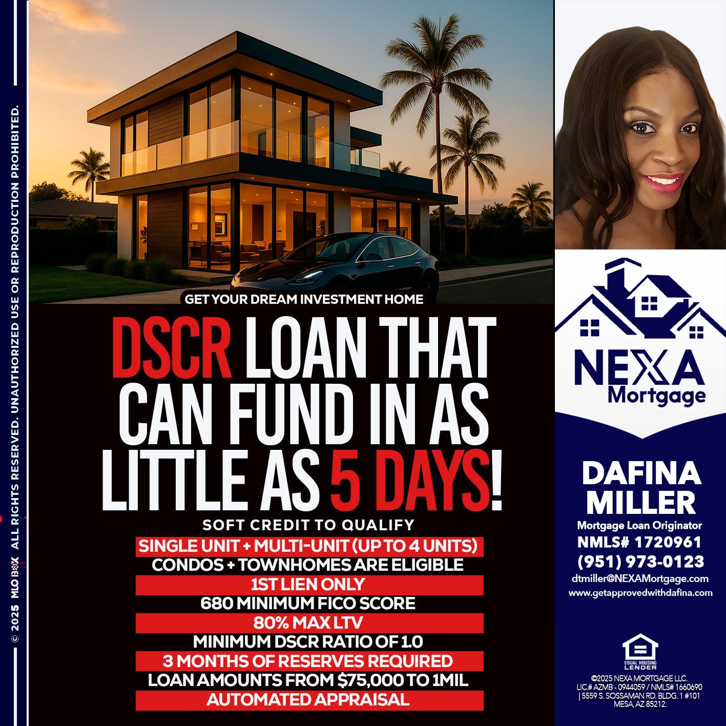 DSCR LOAN - Dafina Miller -Mortgage Loan Originator