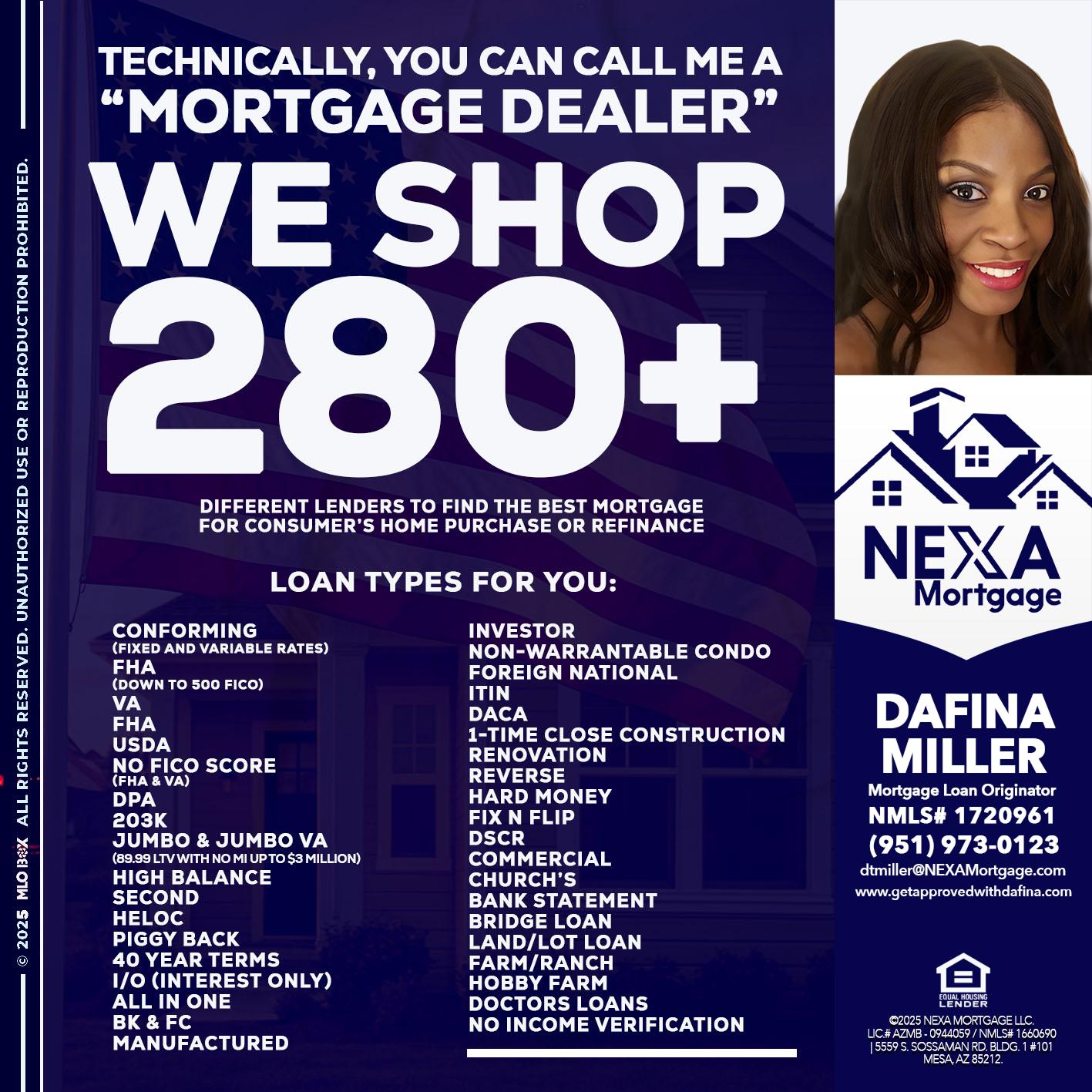 WE SHOP 280 + - Dafina Miller -Mortgage Loan Originator