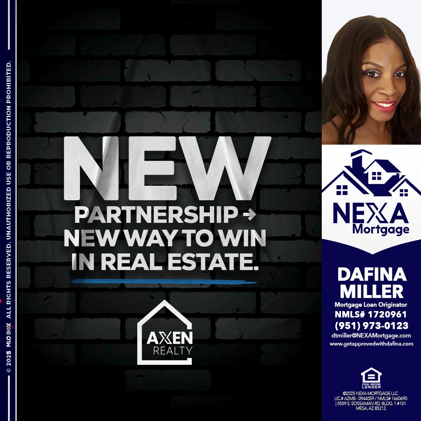new partnership - Dafina Miller -Mortgage Loan Originator