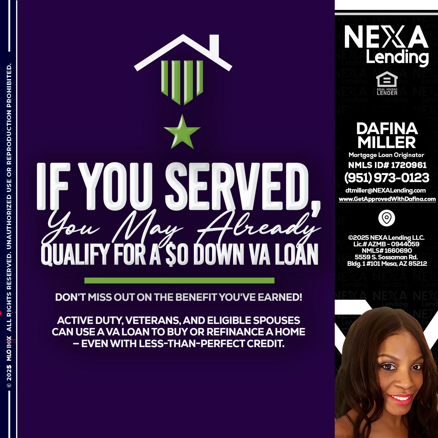 IF YOU SERVED - Dafina Miller -Mortgage Loan Originator