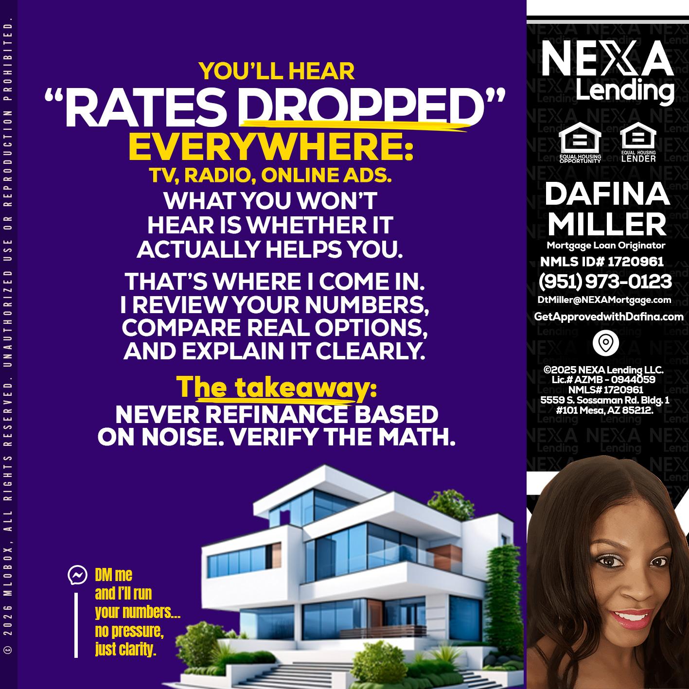 RATES DOPPED - Dafina Miller -Mortgage Loan Originator