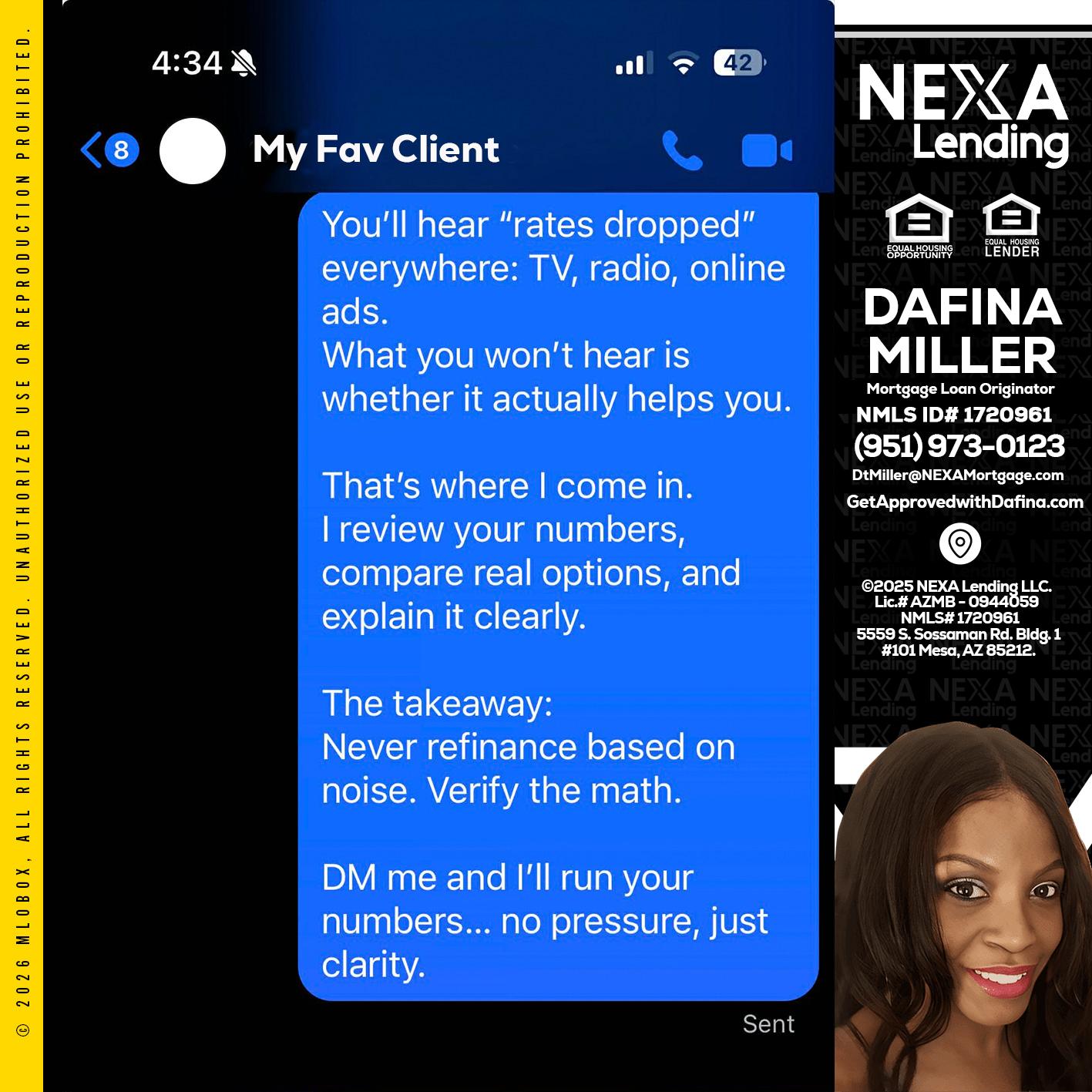 MY FAV CLIENT - Dafina Miller -Mortgage Loan Originator