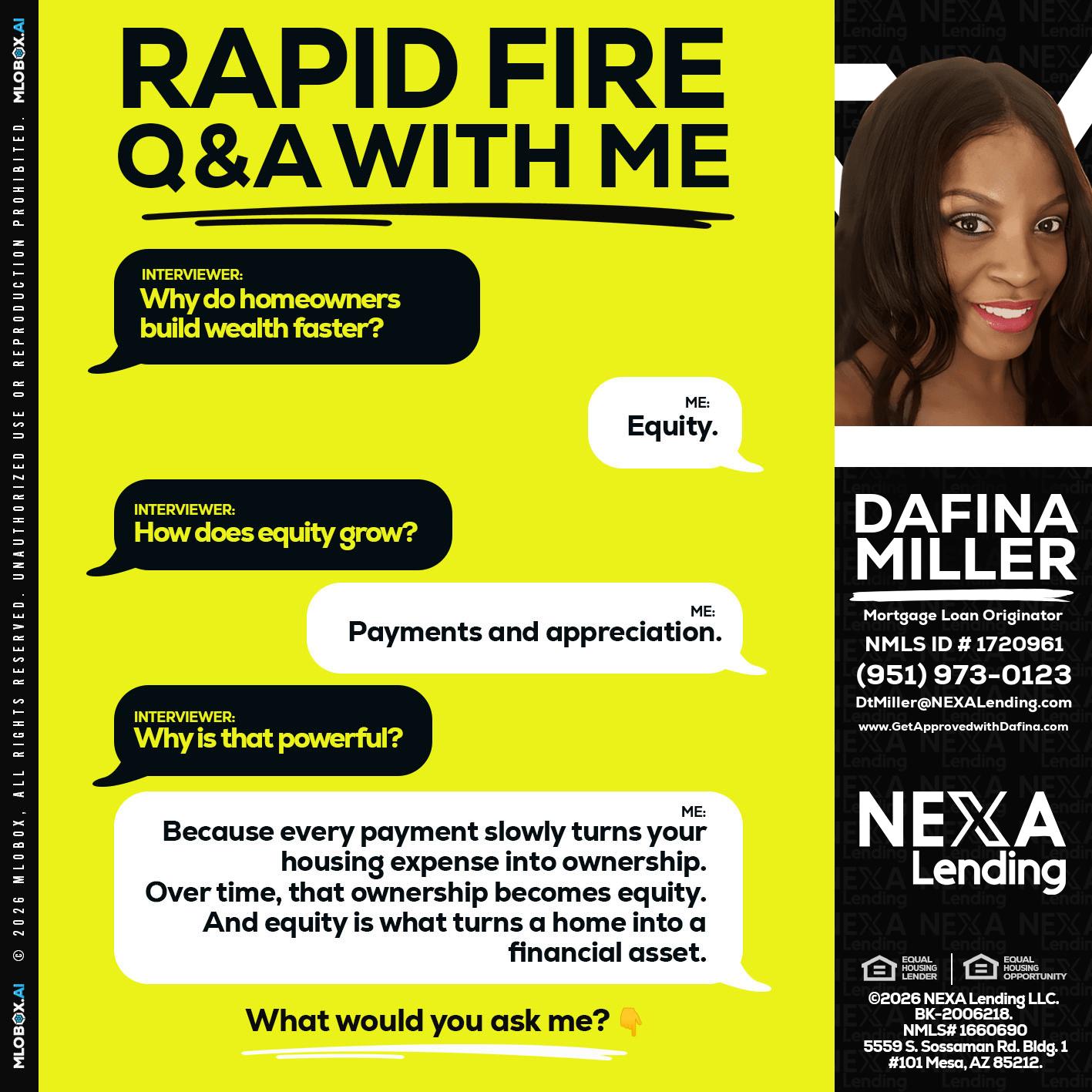 RAPID FIRE Q&A - Dafina Miller -Mortgage Loan Originator