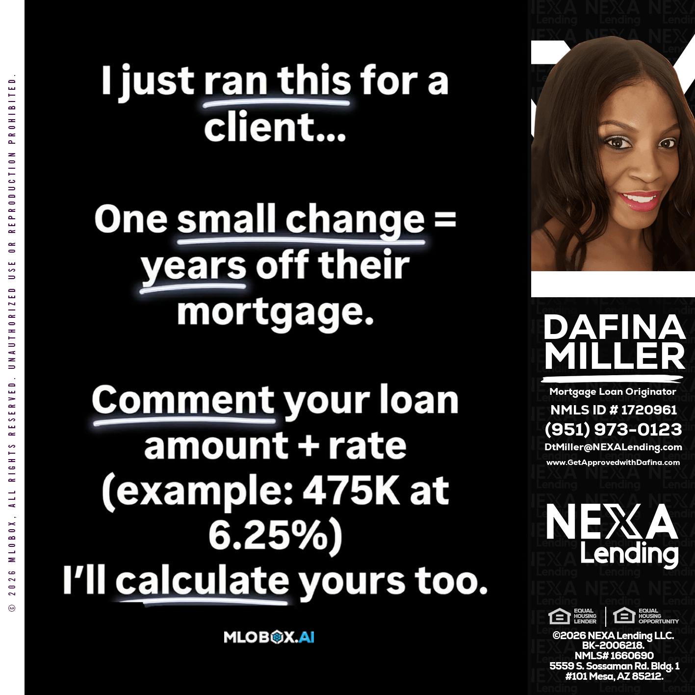 I JUST RAN - Dafina Miller -Mortgage Loan Originator