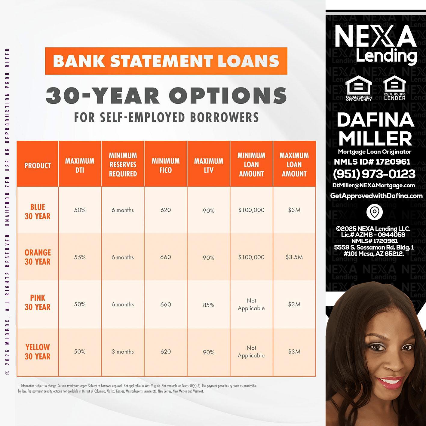 30 YEARS OPTIONS - Dafina Miller -Mortgage Loan Originator