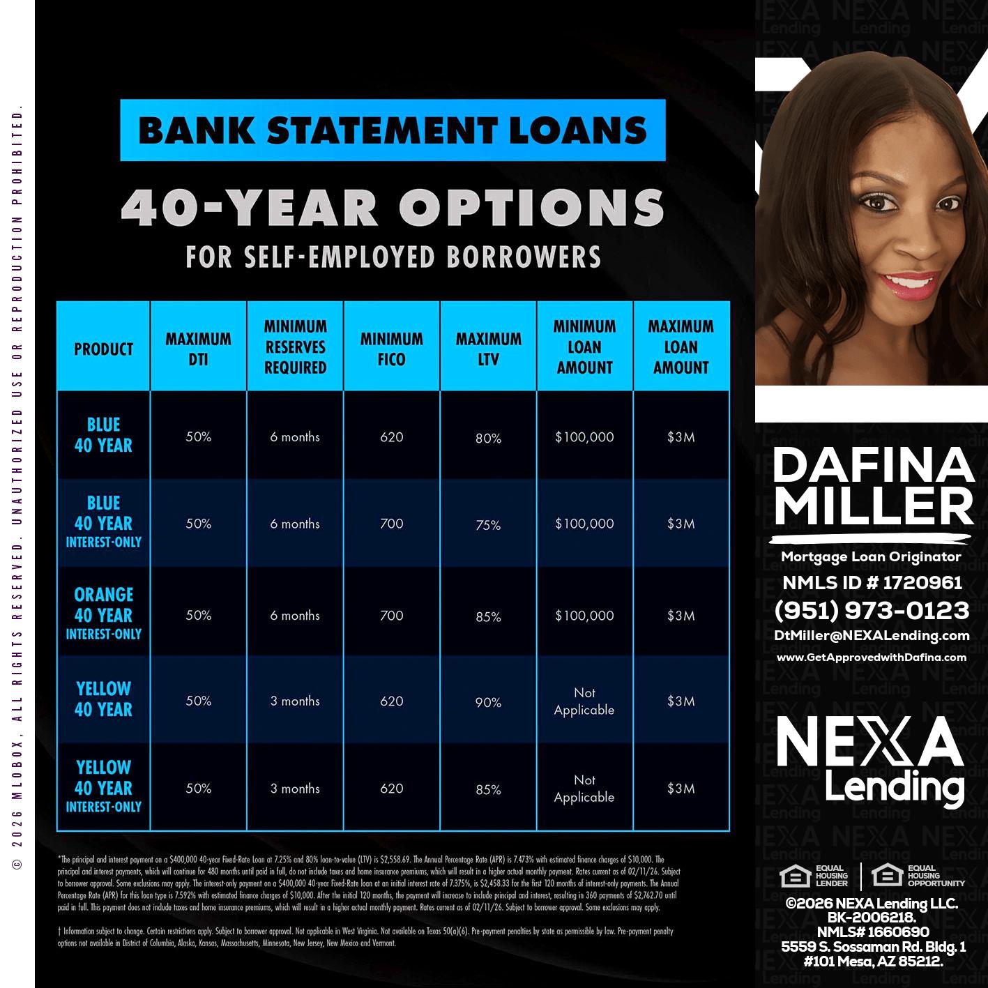40 YR. OPTIONS - Dafina Miller -Mortgage Loan Originator